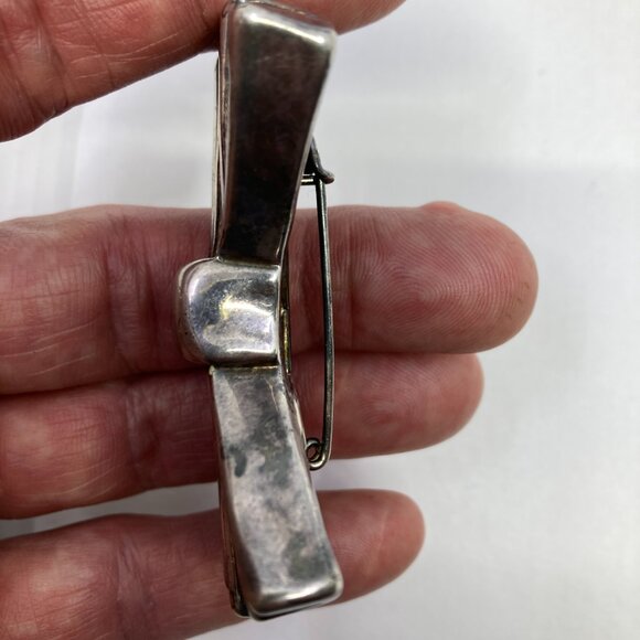 Vtg Georges Rech Paris silver plated bow brooch - Picture 3 of 3